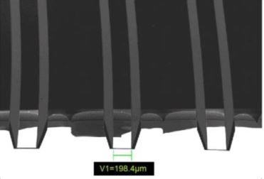 (b) Linear array of 200 × 5 × 2 µm hot wires made by Talbi et al. (2015)25 at 